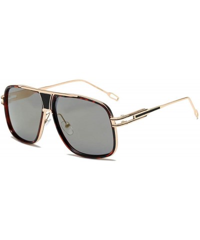 Oversized European and American fashion new men's trend sunglasses ladies retro sunglasses - Leopard Gold - C0190N3MUND $25.24