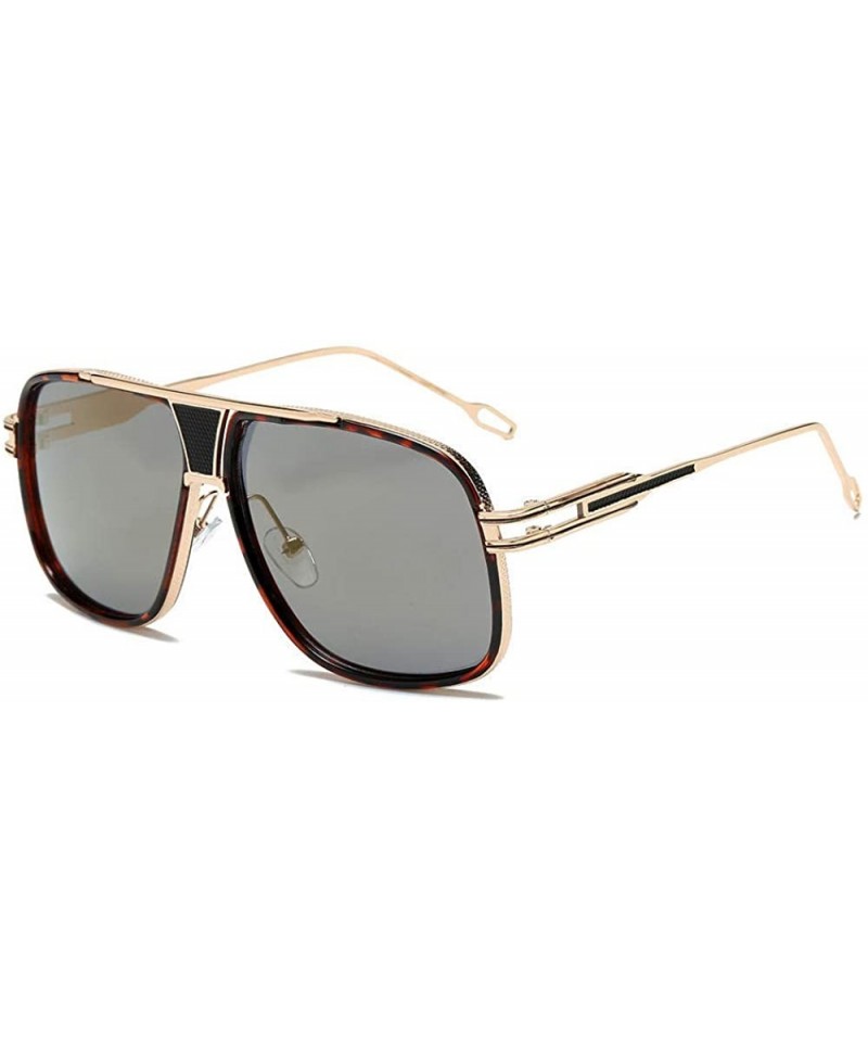 Oversized European and American fashion new men's trend sunglasses ladies retro sunglasses - Leopard Gold - C0190N3MUND $59.95