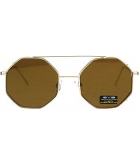 Square Octagon Shape Sunglasses Womens Double Metal Frame Mirror Lens UV 400 - Gold (Brown Mirror) - CN18NHG6OUR $9.68