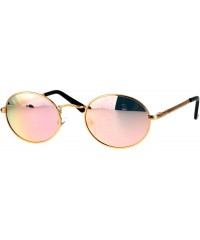 Oval Mens 90s Gangster Rapper Mirror Lens Oval Retro Metal Rim Sunglasses - Gold Pink - CM17Y0EUASC $12.63