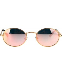 Oval Mens 90s Gangster Rapper Mirror Lens Oval Retro Metal Rim Sunglasses - Gold Pink - CM17Y0EUASC $12.63