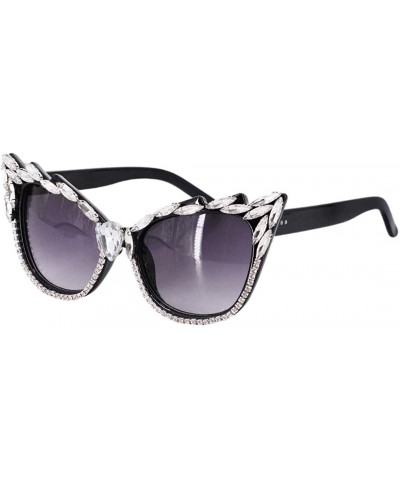 Semi-rimless Fashion Punk Sunglasses for Women Men - Square Glasses Matel Frame UV400 Protection - Purple-diamonds - CP18A4GS...