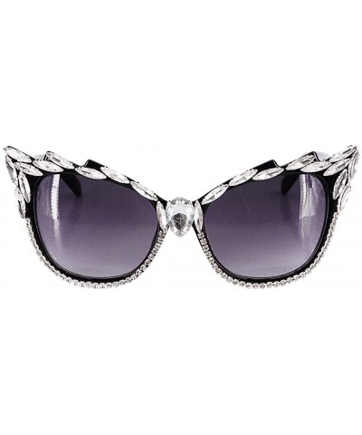 Semi-rimless Fashion Punk Sunglasses for Women Men - Square Glasses Matel Frame UV400 Protection - Purple-diamonds - CP18A4GS...