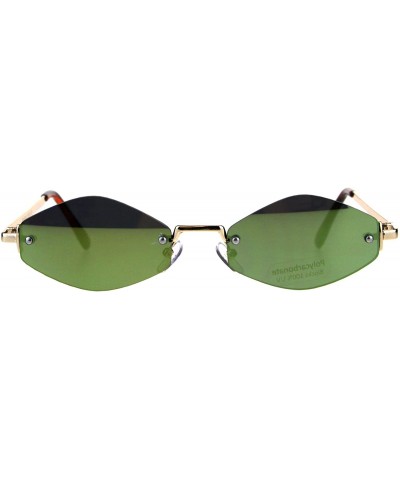 Rimless Rimless Skinny Diamond Shape Sunglasses Womens Fashion Mirror Lens - Gold (Yellow Mirror) - CE18EDIHDC6 $9.04