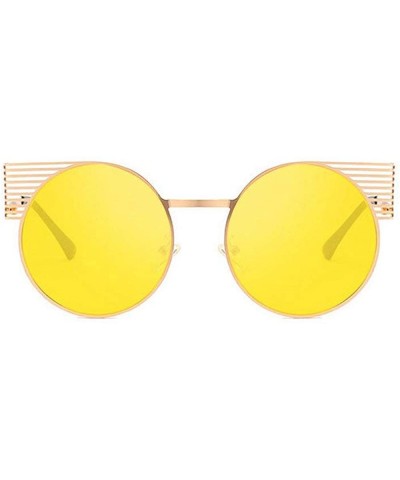 Round 2018 new fashion personality round frame metal frame unisex luxury brand designer sunglasses UV400 - Yellow - C818M99T4...