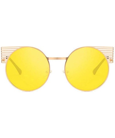 Round 2018 new fashion personality round frame metal frame unisex luxury brand designer sunglasses UV400 - Yellow - C818M99T4...