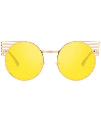 Round 2018 new fashion personality round frame metal frame unisex luxury brand designer sunglasses UV400 - Yellow - C818M99T4...