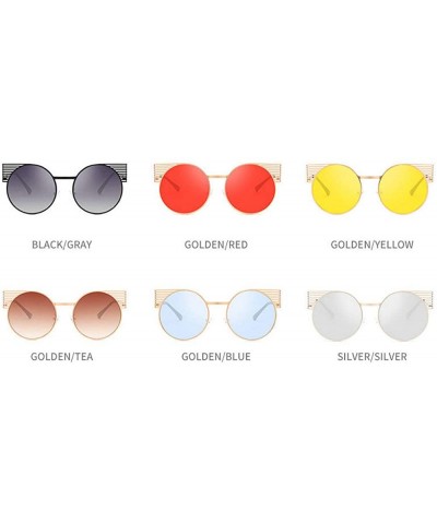 Round 2018 new fashion personality round frame metal frame unisex luxury brand designer sunglasses UV400 - Yellow - C818M99T4...