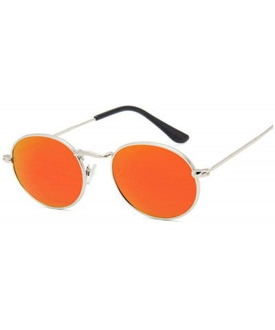 Round Retro Round Pink Sunglasses Women Er Sun Glasses Alloy Mirror Female Oculos De Sol Brown - Silverorangered - C9198AI54Q...