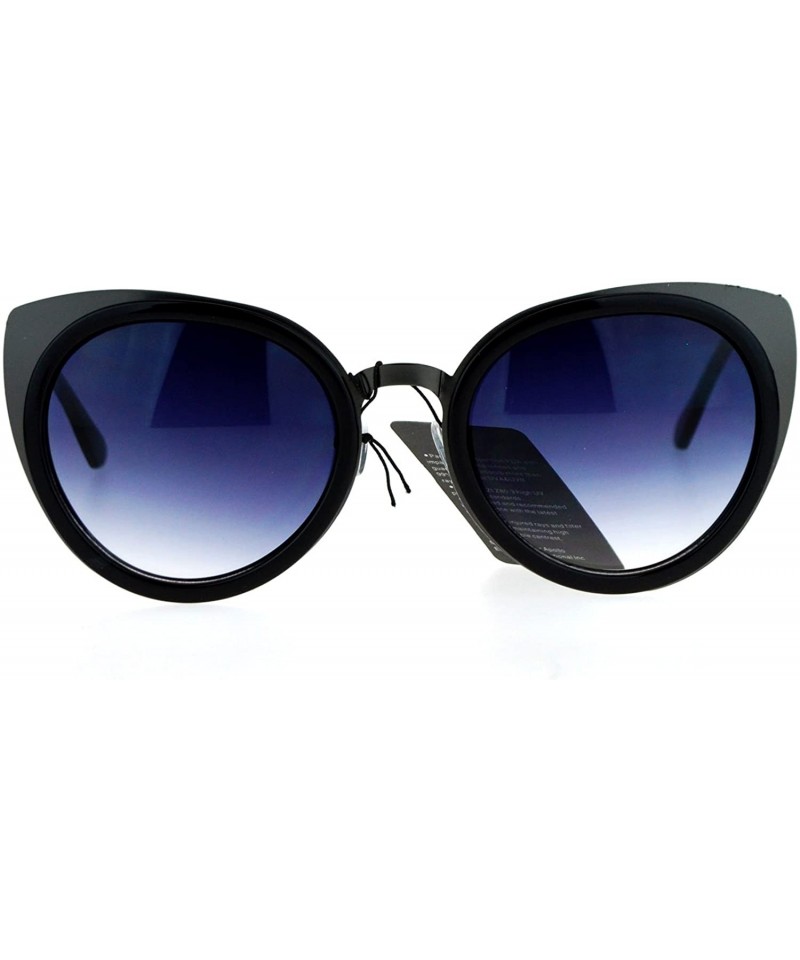 Cat Eye Mirrored Mirror Lens Double Rim Metal Cat Eye Sunglasses - Gunmetal Smoke - CY12IGSR64H $12.35