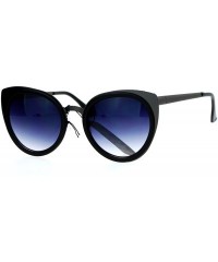 Cat Eye Mirrored Mirror Lens Double Rim Metal Cat Eye Sunglasses - Gunmetal Smoke - CY12IGSR64H $12.35