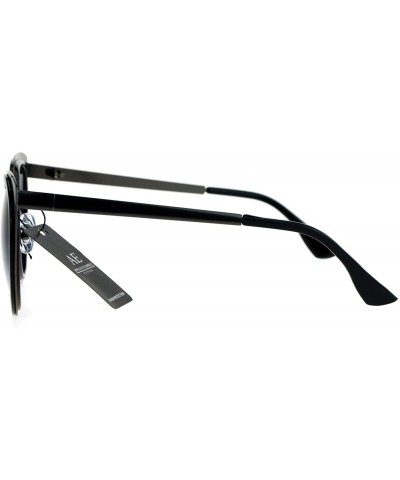 Cat Eye Mirrored Mirror Lens Double Rim Metal Cat Eye Sunglasses - Gunmetal Smoke - CY12IGSR64H $12.35