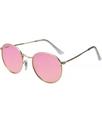 Round Polarized Round Metal Sunglasses for Women Men PC Lens 3447 - Pink - C418CQTIC0K $17.12