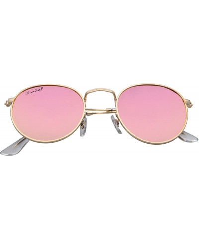 Round Polarized Round Metal Sunglasses for Women Men PC Lens 3447 - Pink - C418CQTIC0K $17.12