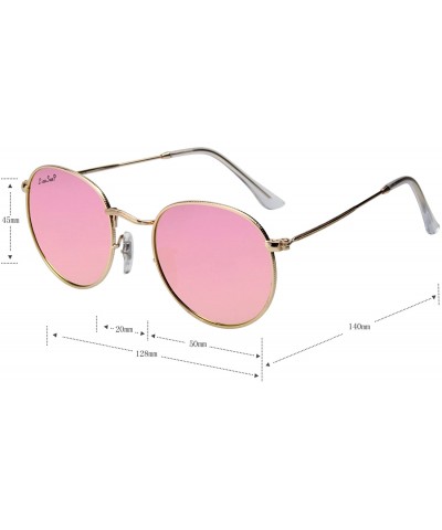 Round Polarized Round Metal Sunglasses for Women Men PC Lens 3447 - Pink - C418CQTIC0K $49.15
