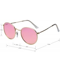 Round Polarized Round Metal Sunglasses for Women Men PC Lens 3447 - Pink - C418CQTIC0K $17.12