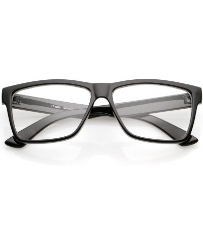 Square Classic Horn Rimmed Wide Arms Clear Lens Rectangle Eyeglasses 57mm - Shiny Black / Clear - CA17YUSORTN $19.09