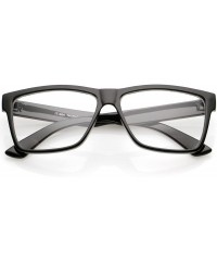 Square Classic Horn Rimmed Wide Arms Clear Lens Rectangle Eyeglasses 57mm - Shiny Black / Clear - CA17YUSORTN $9.92