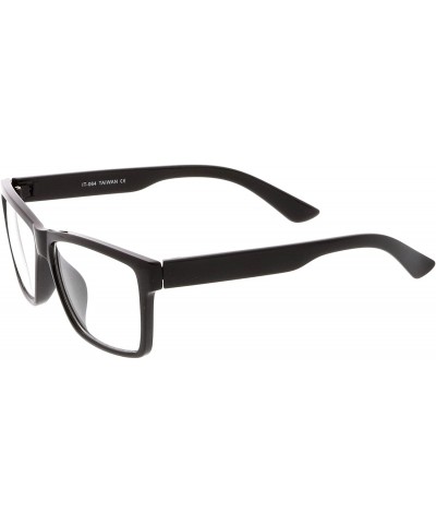 Square Classic Horn Rimmed Wide Arms Clear Lens Rectangle Eyeglasses 57mm - Shiny Black / Clear - CA17YUSORTN $9.92