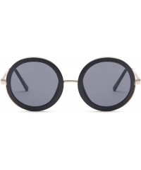 Square Womens UV400 Vintage Retro Sunglasses - Grey Lens on Gold & Black Frame - CZ182GQIDR4 $10.75