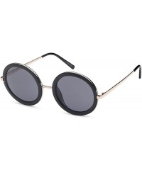 Square Womens UV400 Vintage Retro Sunglasses - Grey Lens on Gold & Black Frame - CZ182GQIDR4 $10.75