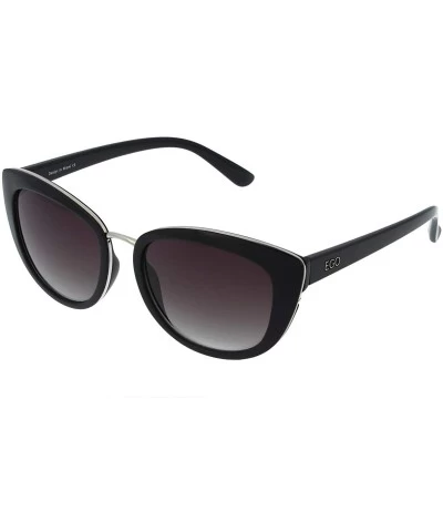 Cat Eye 7096 Cat-Eye Fashion Sunglasses - UV Protection - Black / Silver - CY18KDHI0ZU $62.44