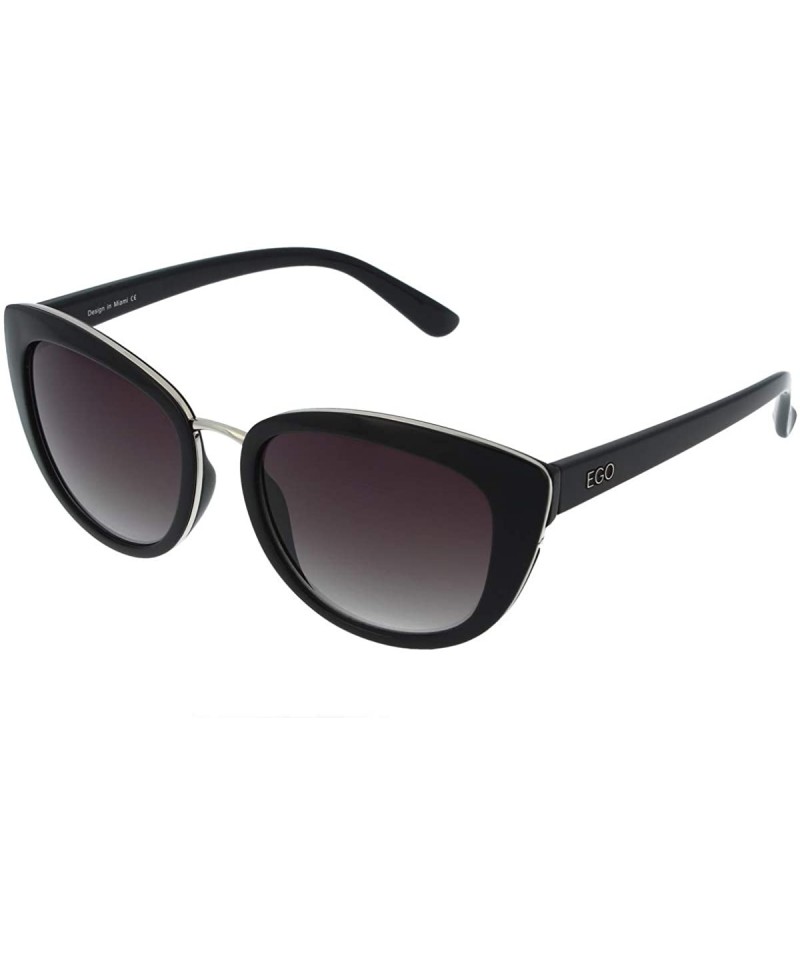Cat Eye 7096 Cat-Eye Fashion Sunglasses - UV Protection - Black / Silver - CY18KDHI0ZU $29.19