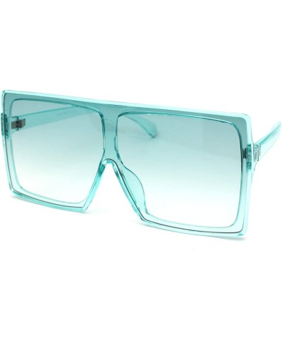 Shield Unique Square Oversize Rectangular Flat Top Mob Sunglasses - Green - CC18AH903RZ $12.72