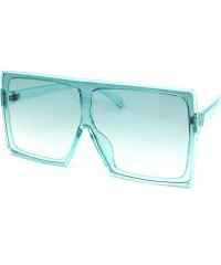 Shield Unique Square Oversize Rectangular Flat Top Mob Sunglasses - Green - CC18AH903RZ $12.72