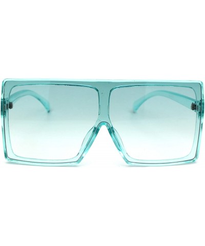 Shield Unique Square Oversize Rectangular Flat Top Mob Sunglasses - Green - CC18AH903RZ $12.72