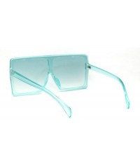 Shield Unique Square Oversize Rectangular Flat Top Mob Sunglasses - Green - CC18AH903RZ $12.72