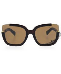 Cat Eye Womens Exposed Cat Eye Lens Tip Thick Plastic Trendy Runway Sunglasses - Brown - CO17Y20KNSS $9.64