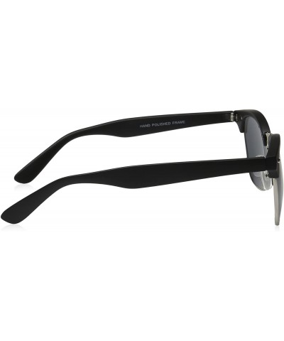 Wayfarer Half Frame Semi-Rimless Horn Rimmed Sunglasses - Matte Black-gold / Green - CL11LTBZGOB $9.86