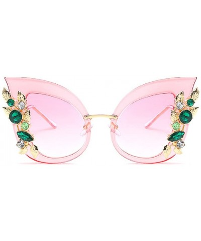 Oversized Luxury Sunglasses Women Inlaid Rhinestone Retro Sun Glasses - 6 - CQ185EUD4XK $22.78