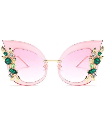 Oversized Luxury Sunglasses Women Inlaid Rhinestone Retro Sun Glasses - 6 - CQ185EUD4XK $8.90