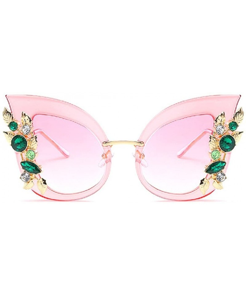 Oversized Luxury Sunglasses Women Inlaid Rhinestone Retro Sun Glasses - 6 - CQ185EUD4XK $21.73
