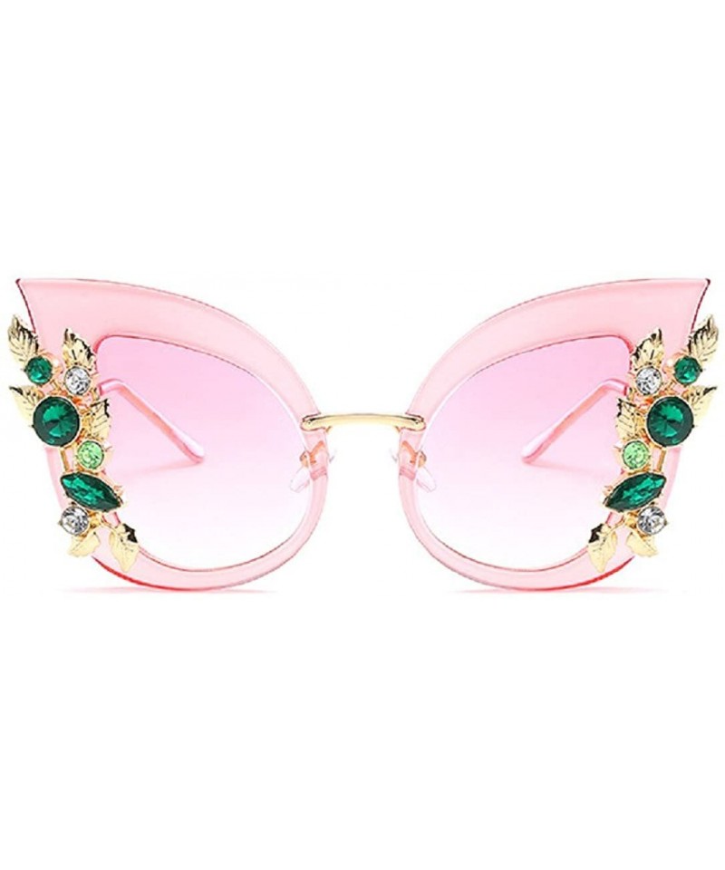 Oversized Luxury Sunglasses Women Inlaid Rhinestone Retro Sun Glasses - 6 - CQ185EUD4XK $8.90