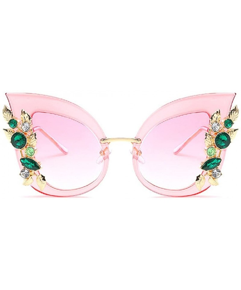 Oversized Luxury Sunglasses Women Inlaid Rhinestone Retro Sun Glasses - 6 - CQ185EUD4XK $8.90