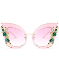 Oversized Luxury Sunglasses Women Inlaid Rhinestone Retro Sun Glasses - 6 - CQ185EUD4XK $8.90