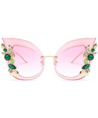 Oversized Luxury Sunglasses Women Inlaid Rhinestone Retro Sun Glasses - 6 - CQ185EUD4XK $8.90