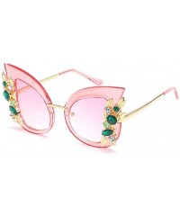 Oversized Luxury Sunglasses Women Inlaid Rhinestone Retro Sun Glasses - 6 - CQ185EUD4XK $8.90