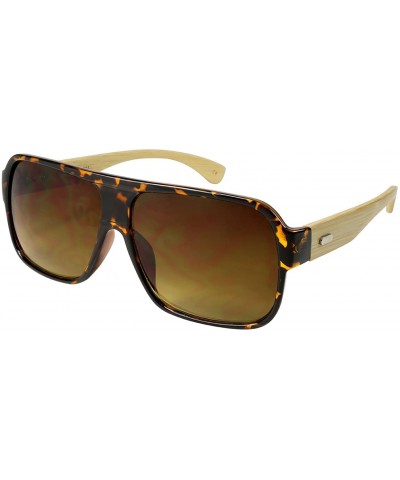 Square Men Women Square Wooden Bamboo Sunglasses 540846BM-AP - Tortoiseshell - CS124QZYJTT $14.45