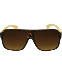 Square Men Women Square Wooden Bamboo Sunglasses 540846BM-AP - Tortoiseshell - CS124QZYJTT $14.45