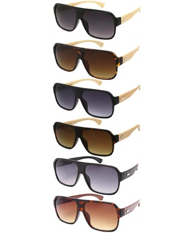 Square Men Women Square Wooden Bamboo Sunglasses 540846BM-AP - Tortoiseshell - CS124QZYJTT $14.45