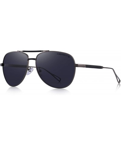 Oversized Men women Polarized Sunglasses for Men Metal Frame Driving UV 400 Lens 60mm - Black&gray - CH18KEL4SGE $20.02
