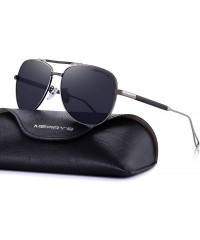 Oversized Men women Polarized Sunglasses for Men Metal Frame Driving UV 400 Lens 60mm - Black&gray - CH18KEL4SGE $12.22