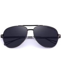Oversized Men women Polarized Sunglasses for Men Metal Frame Driving UV 400 Lens 60mm - Black&gray - CH18KEL4SGE $12.22