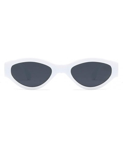 Oval Women Sunglasses Retro Black Drive Holiday Oval Non-Polarized UV400 - White - C618R09RCYX $8.31