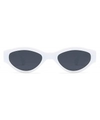 Oval Women Sunglasses Retro Black Drive Holiday Oval Non-Polarized UV400 - White - C618R09RCYX $8.31