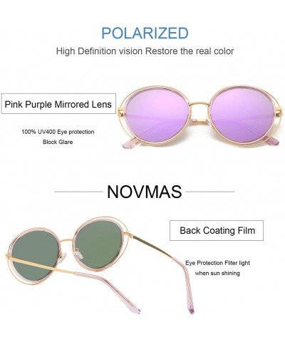 Round Polarized Round Sunglasses for Women Double Circle Wire Metal Frame UV400 Lens Fashion - CQ18K5Q7D6D $39.26